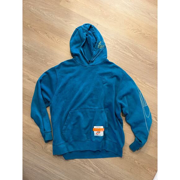 Nike Sportswear Club Distressed Hoodie Pullover Size XL Mens Blue Teal - Picture 1 of 6